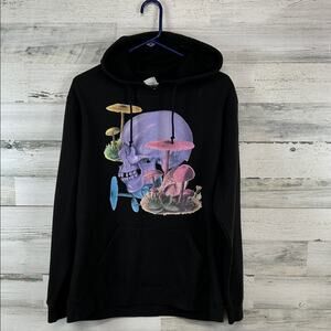 Vintage Delta Fleece Hoodie Pullover Men’s Size Large Trippy Skulls Mushrooms